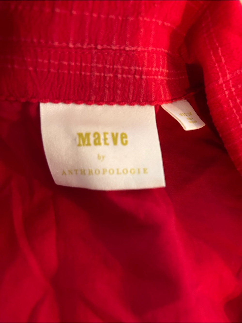 MAEVE ANTHROPOLOGIE RED TEXTURED SHIRT DRESS W/BELT SIZE MEDIUM - Picture 6 of 8